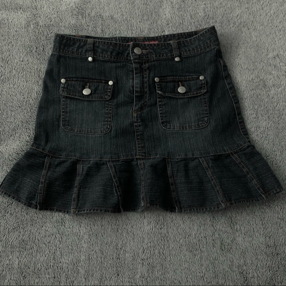 Y2k 2000s grunge pleated cargo denim high waisted mini skirt